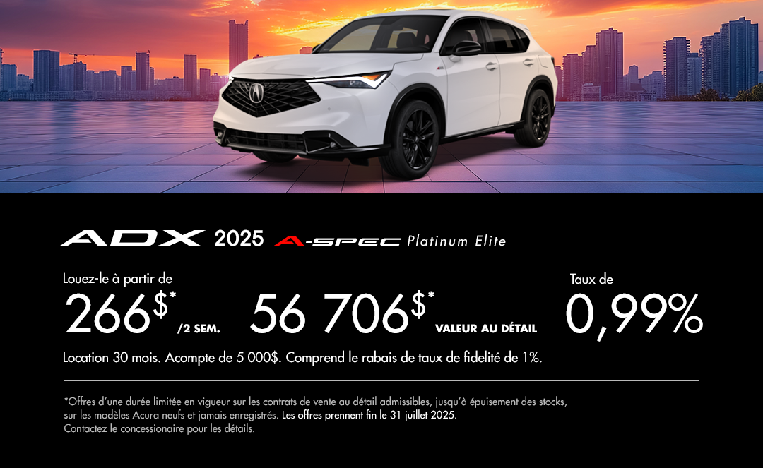 Bannière de Promotion Acura ADX 2025